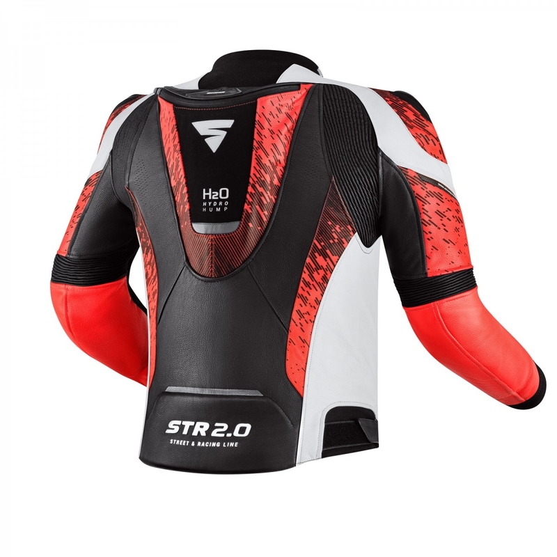 Giacca da moto Shima STR 2.0 nero-bianco-rosso fluo