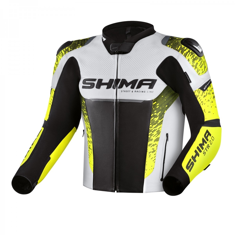 Giacca da moto Shima STR 2.0 nero-bianco-giallo fluo