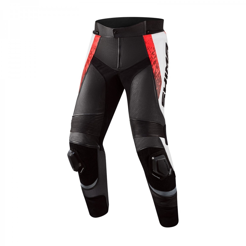 Pantaloni da moto Shima STR 2.0 nero-bianco-rosso fluo