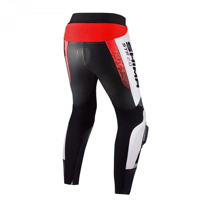 Pantaloni da moto Shima STR 2.0 nero-bianco-rosso fluo