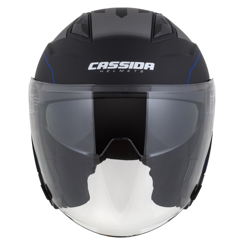Casco moto aperto Cassida Jet Tech Roxor nero-grigio-blu opaco