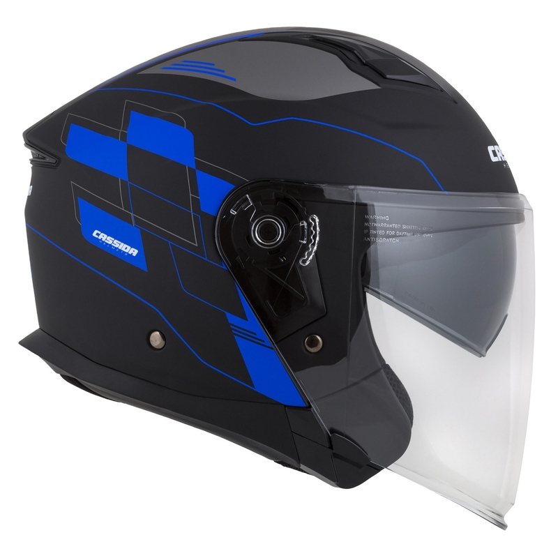 Casco moto aperto Cassida Jet Tech Roxor nero-grigio-blu opaco