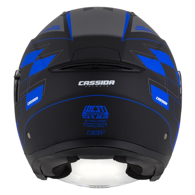 Casco moto aperto Cassida Jet Tech Roxor nero-grigio-blu opaco