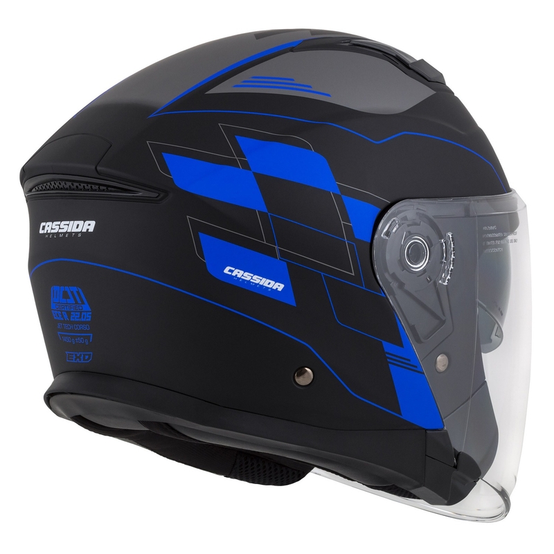 Casco moto aperto Cassida Jet Tech Roxor nero-grigio-blu opaco