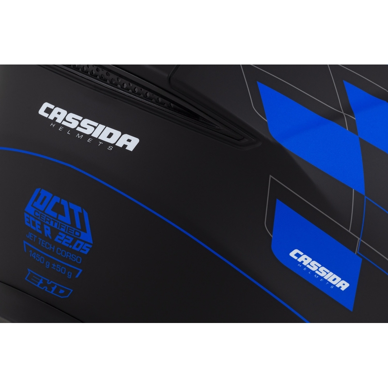 Casco moto aperto Cassida Jet Tech Roxor nero-grigio-blu opaco