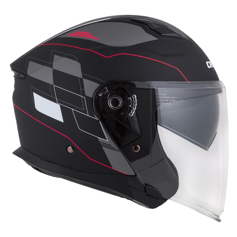 Casco moto aperto Cassida Jet Tech Roxor nero-rosso-grigio