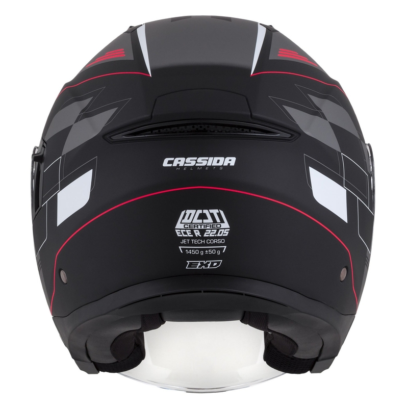 Casco moto aperto Cassida Jet Tech Roxor nero-rosso-grigio