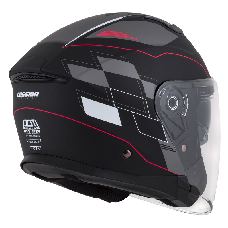 Casco moto aperto Cassida Jet Tech Roxor nero-rosso-grigio