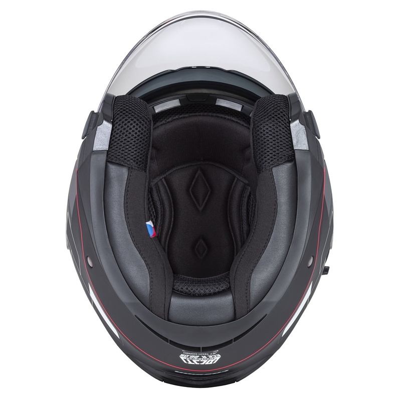 Casco moto aperto Cassida Jet Tech Roxor nero-rosso-grigio