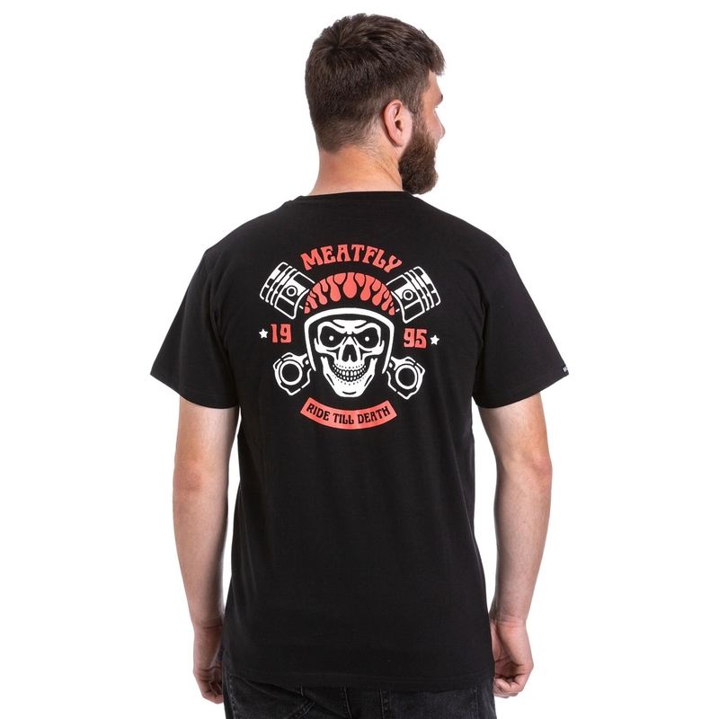 Maglietta Meatfly Ride Till Death arancione e nera Saldi