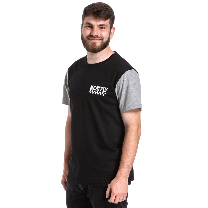 Maglietta Meatfly Racing nera e grigia Saldi