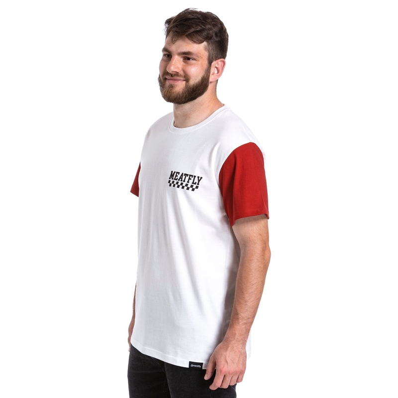 Maglietta Meatfly Racing bianco-rosso Saldi