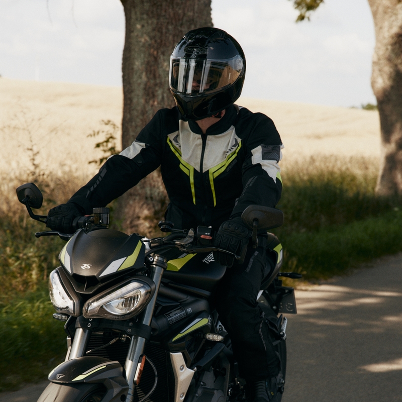 Giacca da moto Ozone Flow nero-grigio-giallo fluo Saldi