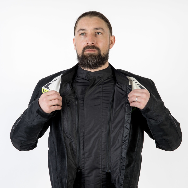 Giacca da moto Ozone Flow nero-grigio-giallo fluo Saldi