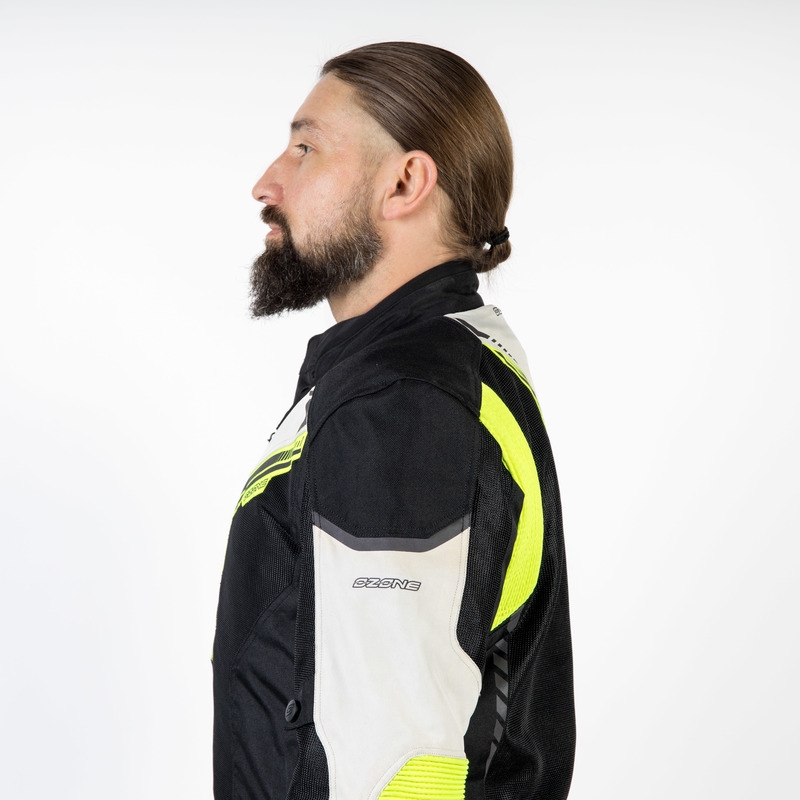 Giacca da moto Ozone Flow nero-grigio-giallo fluo Saldi