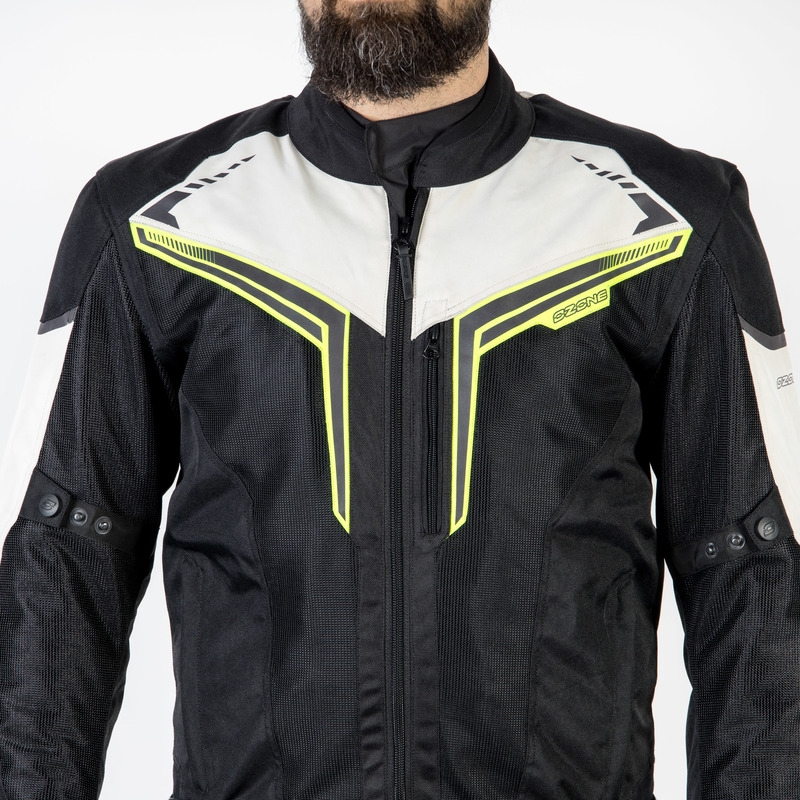 Giacca da moto Ozone Flow nero-grigio-giallo fluo Saldi