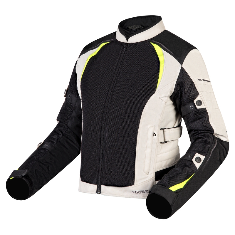 Giacca da moto Ozone Flow donna nero-grigio-giallo fluo Saldi