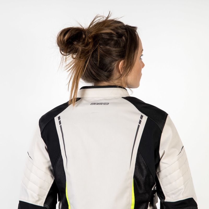 Giacca da moto Ozone Flow donna nero-grigio-giallo fluo Saldi