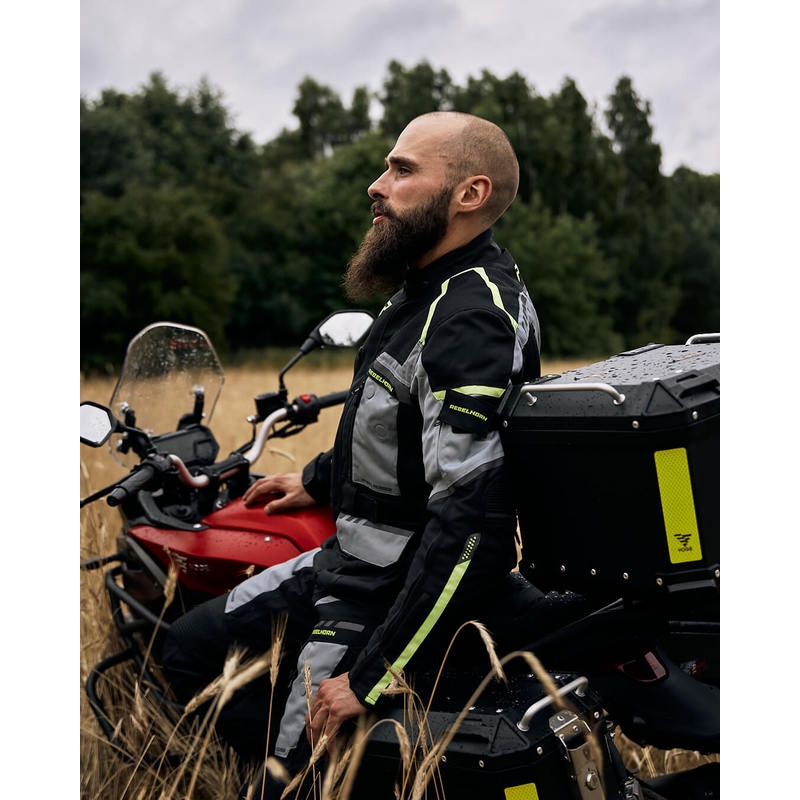 Giacca da moto Rebelhorn Cubby IV nero-grigio-fluo-giallo Saldi