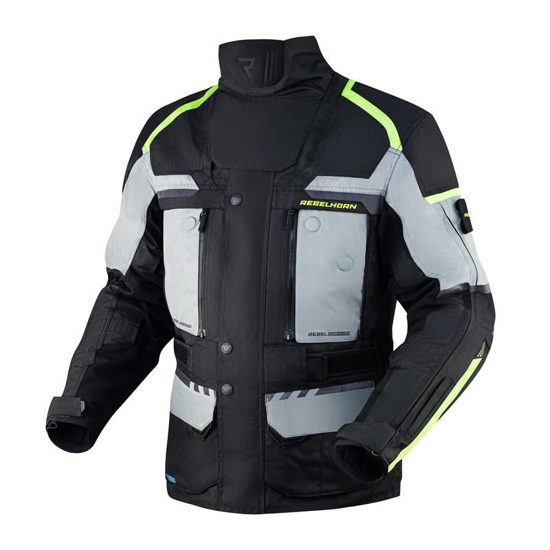 Giacca da moto Rebelhorn Cubby IV nero-grigio-fluo-giallo Saldi