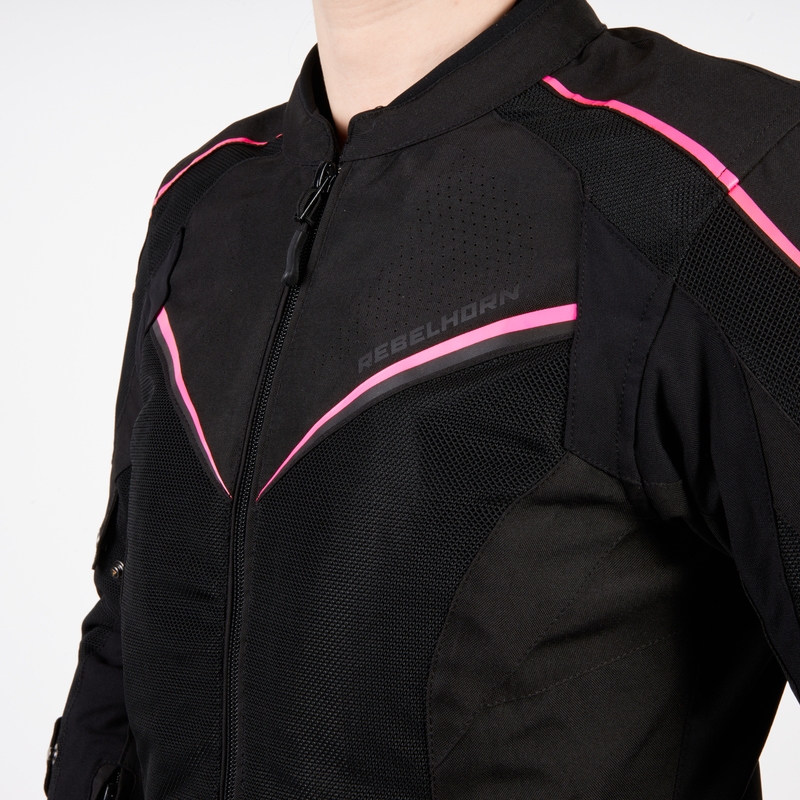 Giacca da moto Rebelhorn Hiflow IV Nero-Fluo Rosa Donna Saldi
