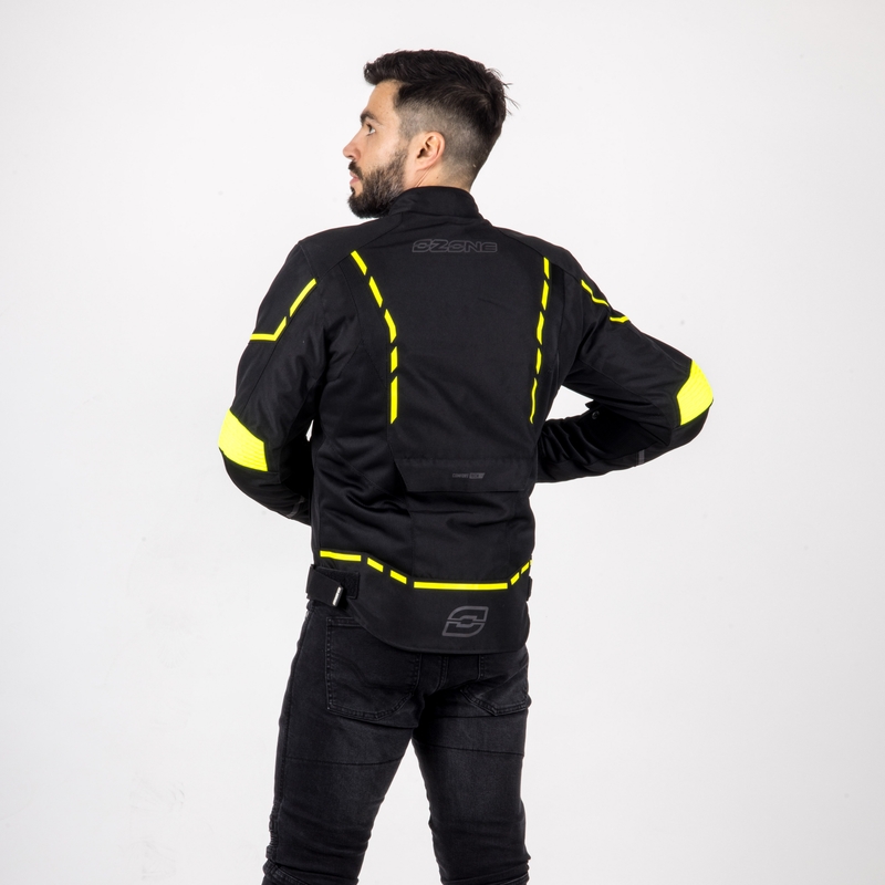 Giacca da moto Ozone Jet II nero-giallo fluo Saldi