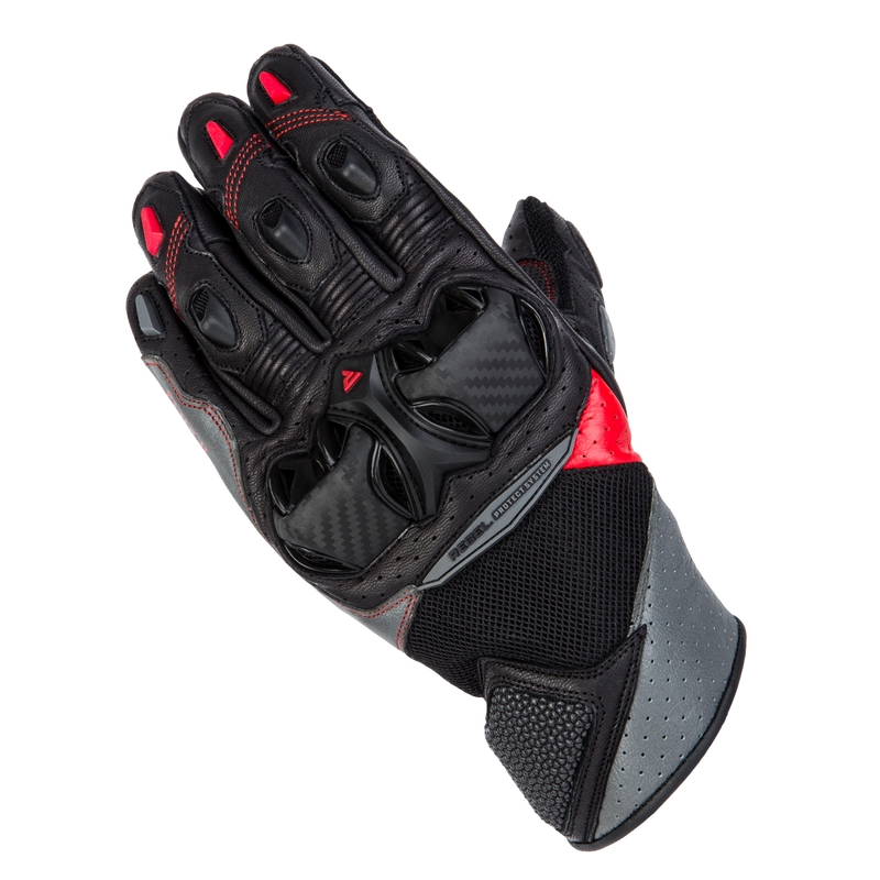 Guanti da moto Rebelhorn Flux II nero-grigio-rosso fluo Saldi