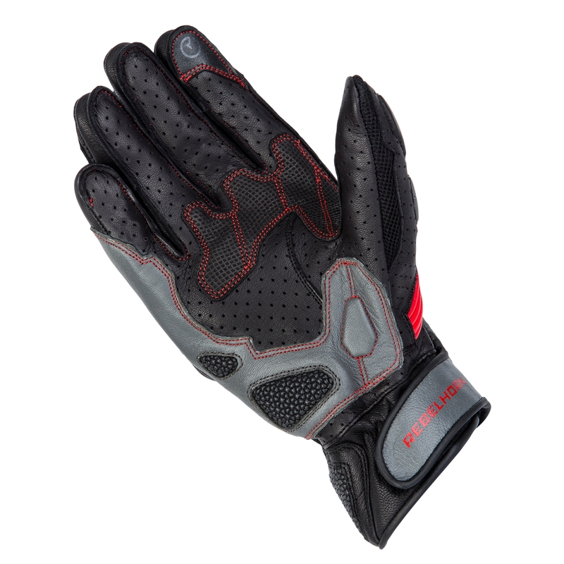 Guanti da moto Rebelhorn Flux II nero-grigio-rosso fluo Saldi