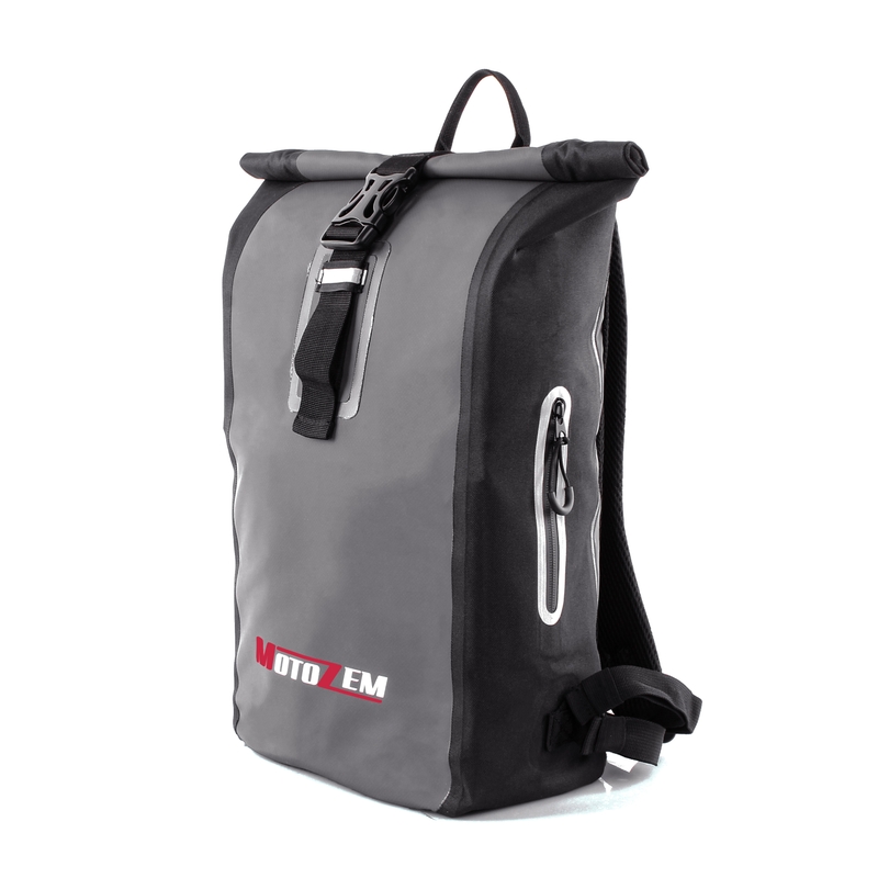 Zaino impermeabile MotoZem nero-grigio