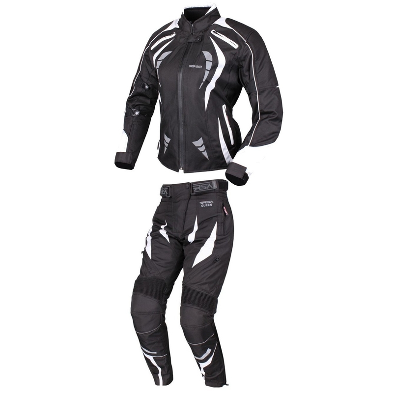Tuta da motociclista da donna RSA Queen bianca e nera Saldi
