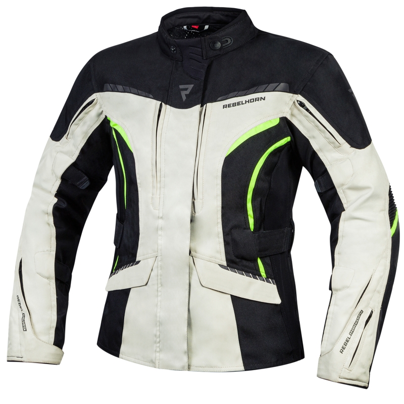 Dámská moto bunda Rebelhorn Hiker III černo-šedo-fluo-žlutá - II. jakost