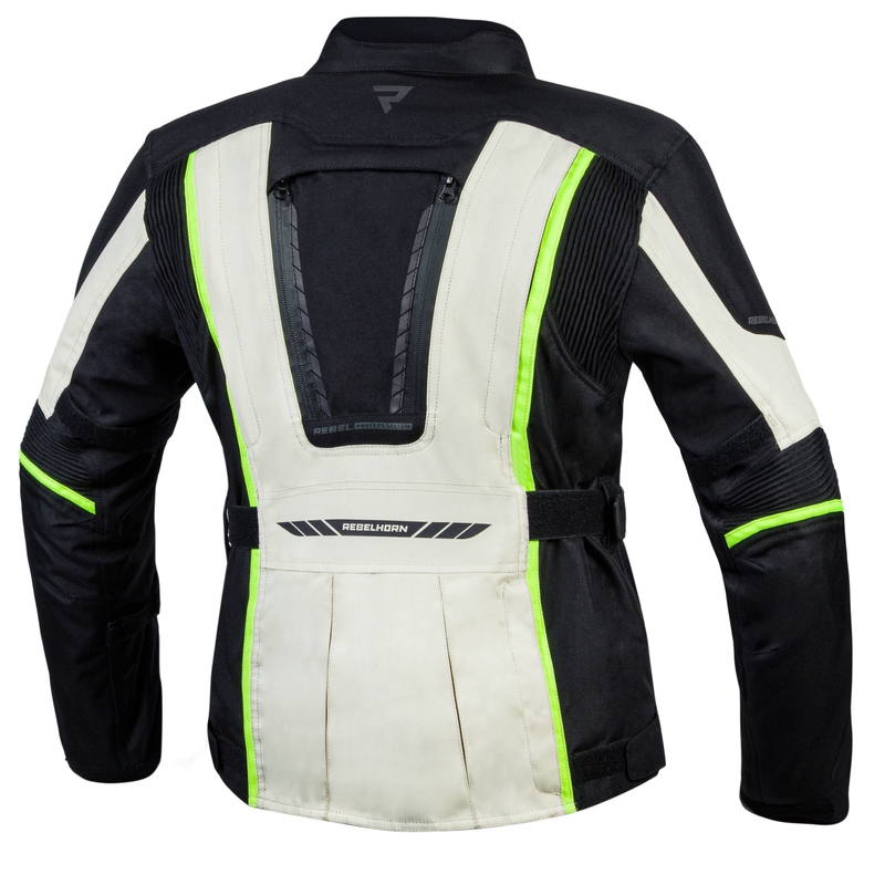 Dámská moto bunda Rebelhorn Hiker III černo-šedo-fluo-žlutá - II. jakost