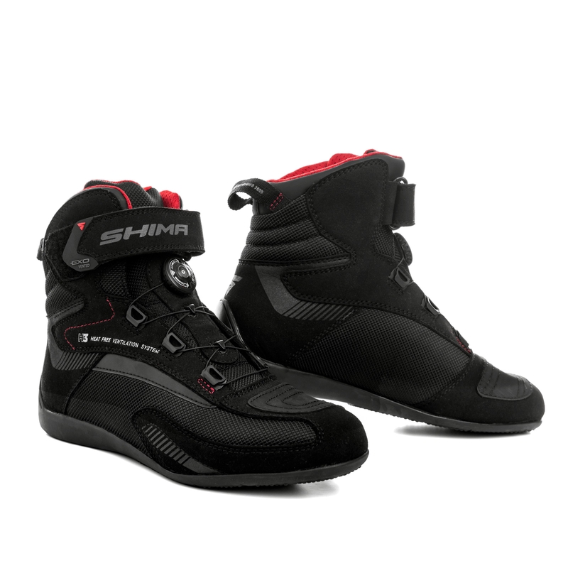 Stivali da moto Shima Exo Vented Nero-Grigio-Rosso da donna - Grado II