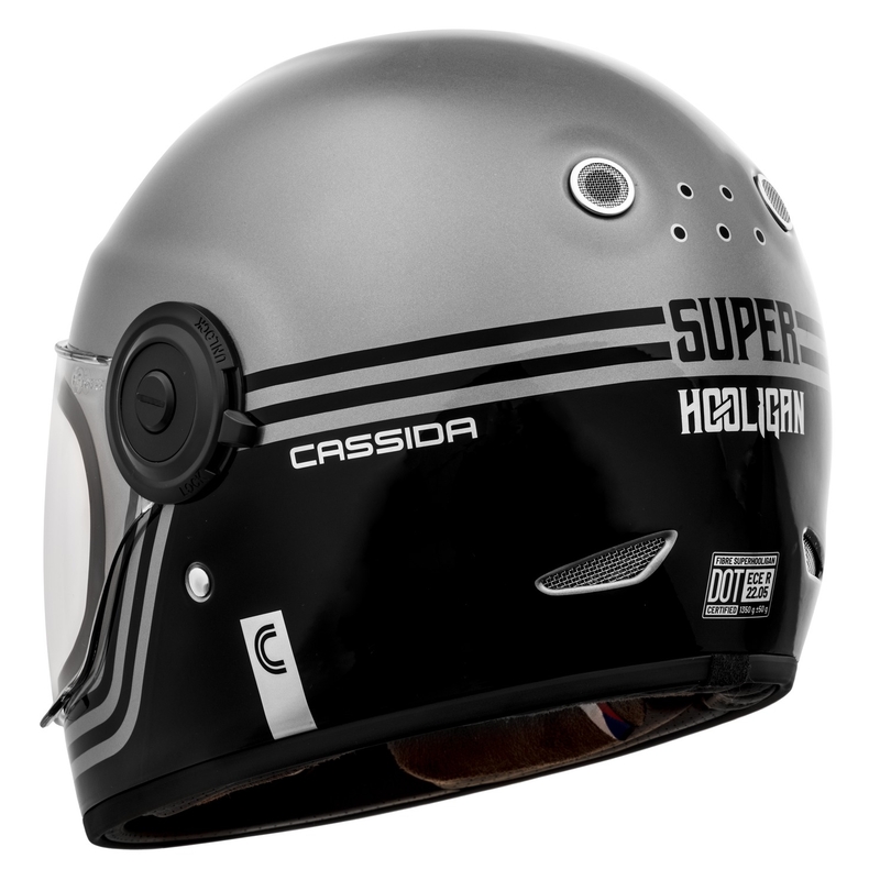 Casco moto Cassida Fibre Super Hooligan Integral nero-grigio