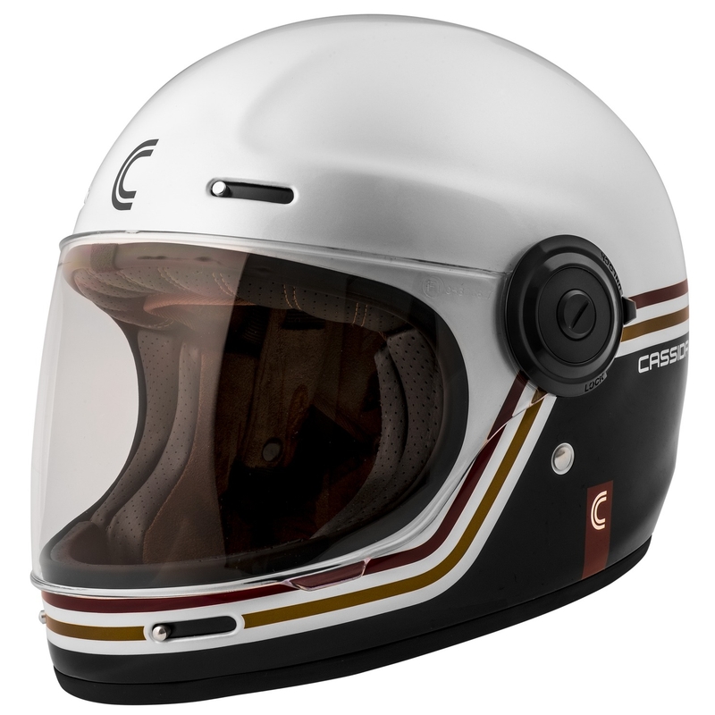 Casco moto integrale Cassida Fibre Super Hooligan Carat bianco-nero-rosso-oro Saldi