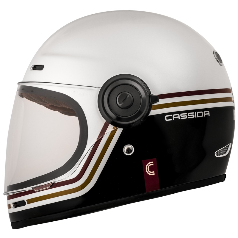 Casco moto integrale Cassida Fibre Super Hooligan Carat bianco-nero-rosso-oro Saldi