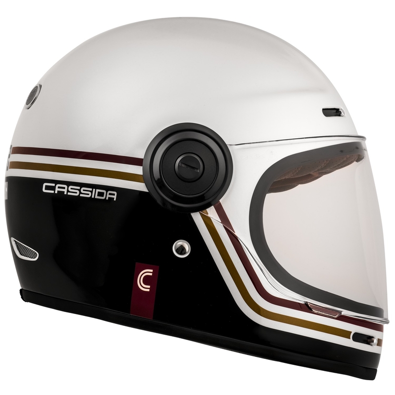 Casco moto integrale Cassida Fibre Super Hooligan Carat bianco-nero-rosso-oro Saldi