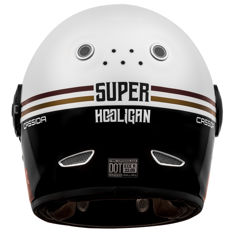 Casco moto integrale Cassida Fibre Super Hooligan Carat bianco-nero-rosso-oro Saldi