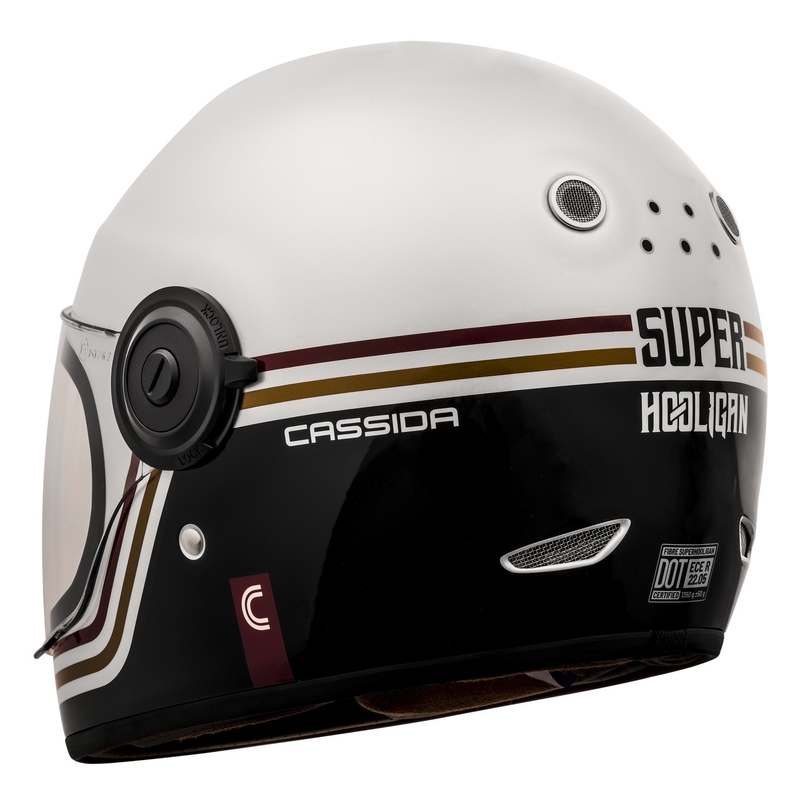 Casco moto integrale Cassida Fibre Super Hooligan Carat bianco-nero-rosso-oro Saldi