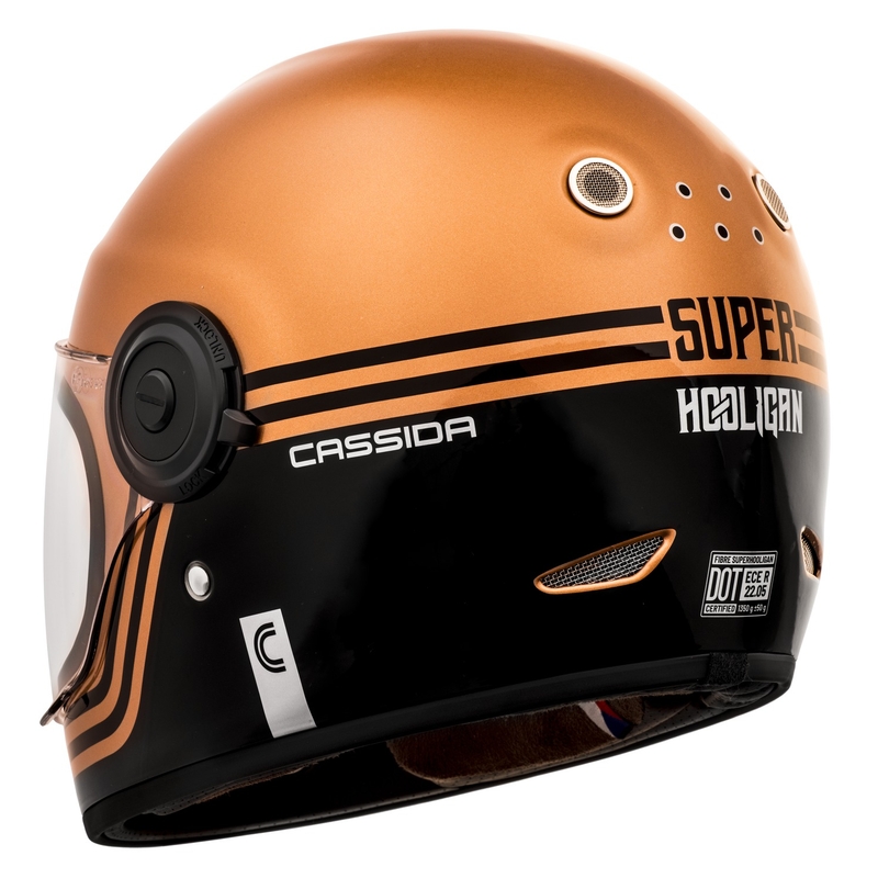 Casco moto integrale Cassida Fibre Super Hooligan nero e rame Saldi