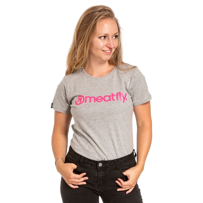 T-shirt donna Meatfly Ladies MF Logo grigio Saldi