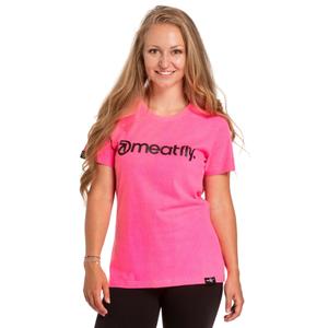 T-shirt donna Meatfly Ladies MF Logo rosa neon Saldi