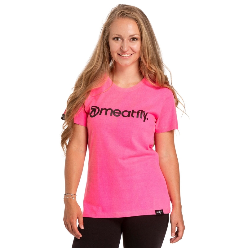 T-shirt donna Meatfly Ladies MF Logo rosa neon Saldi