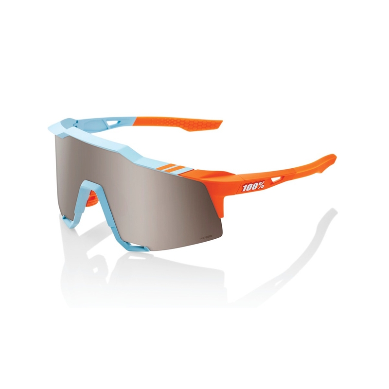 Occhiali da sole 100% SPEEDCRAFT Soft Tact bicolore blu-arancio (vetro argento HIPER)