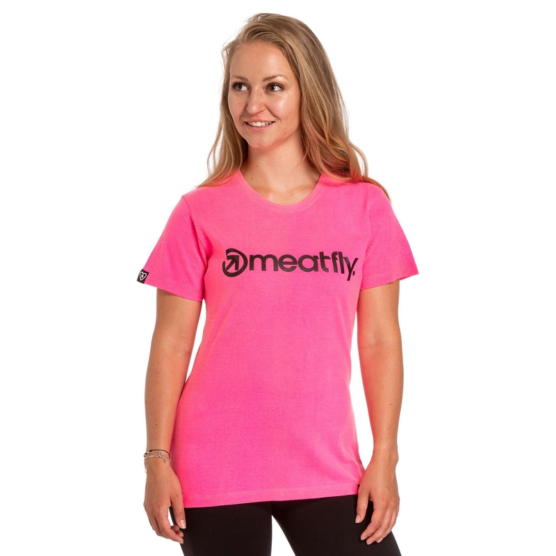 T-shirt donna Meatfly Ladies MF Logo rosa neon Saldi