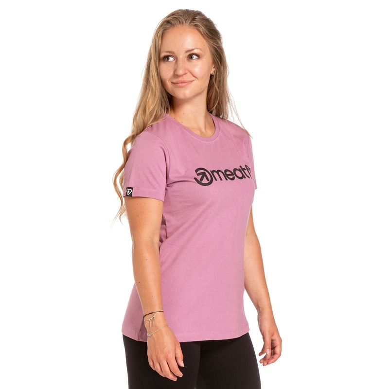 T-shirt donna Meatfly Ladies MF Logo rosa Saldi