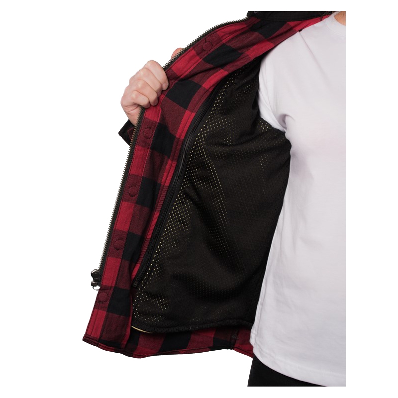 Camicia moto donna BROGER Alaska nero-rosso Saldi