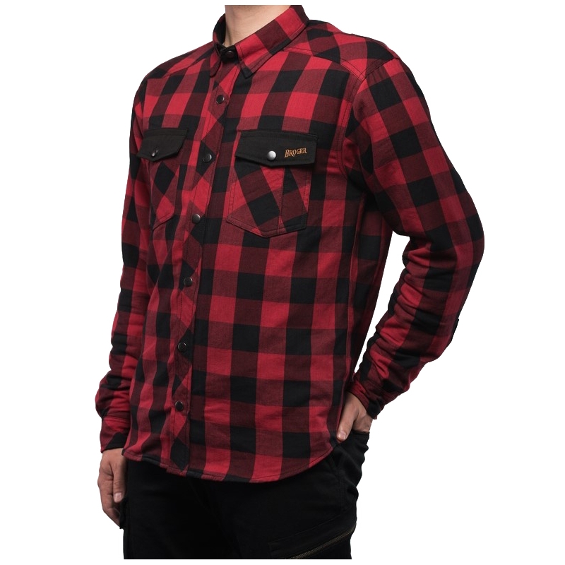 Camicia da moto BROGER Alaska nero-rosso Saldi