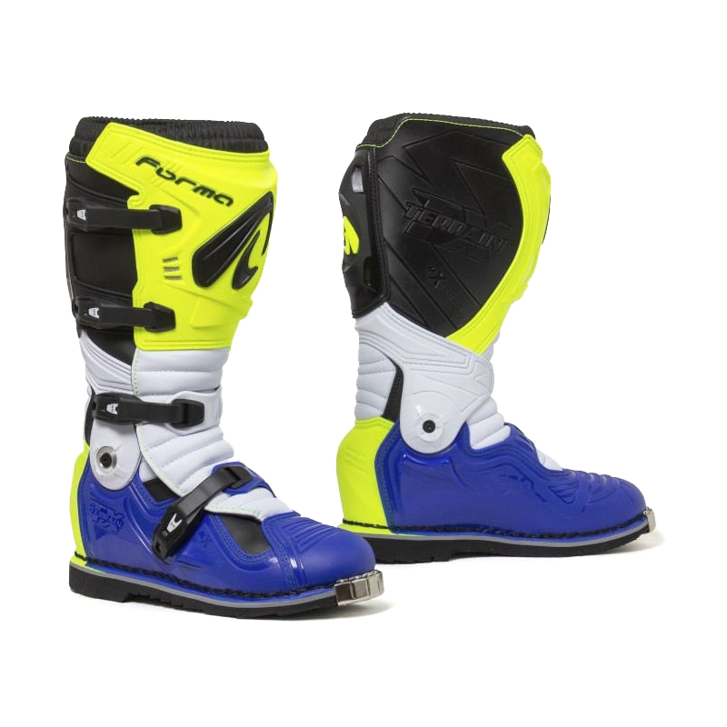 Stivali da moto Forma Terrain Evolution TX giallo fluo-bianco-blu
