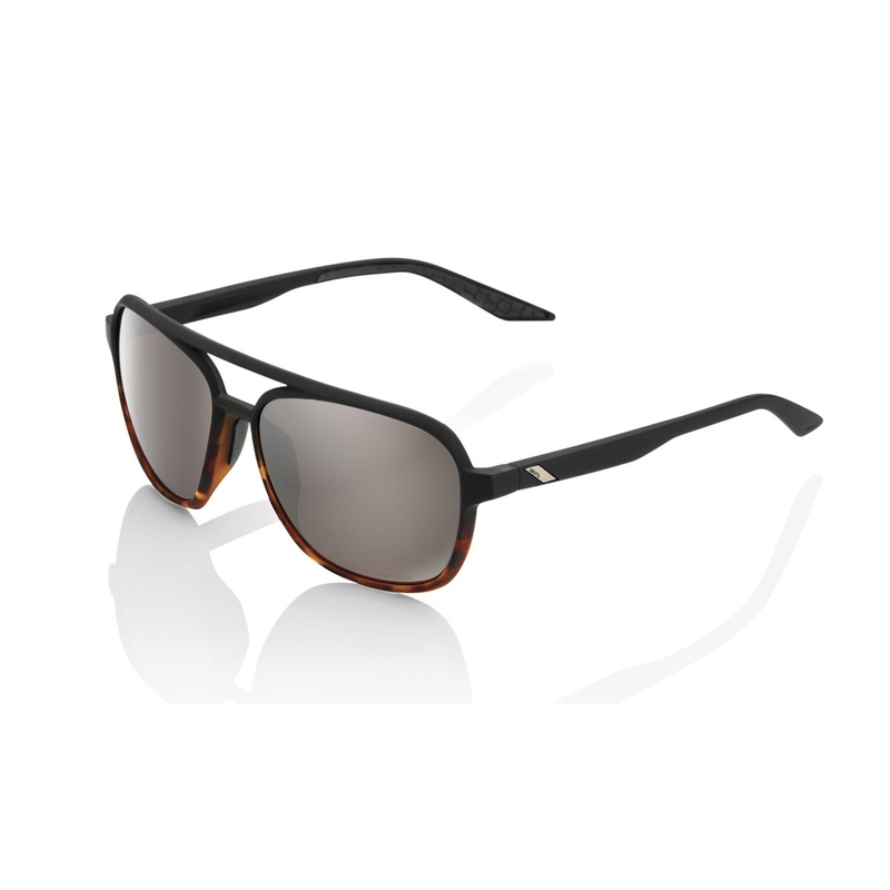 Occhiali da sole 100% KASIA Soft Tact nero/avana nero/marrone (vetro argento HIPER)